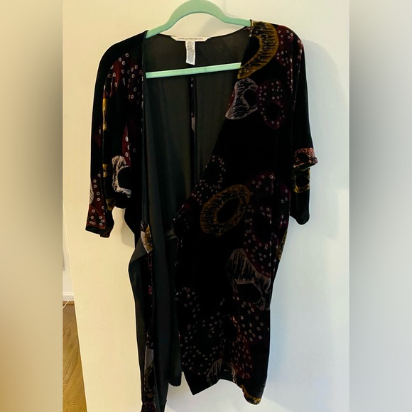 Diane Von Furstenberg Multicolor Velvet Printed Wrap Dress - Picture 9 of 11